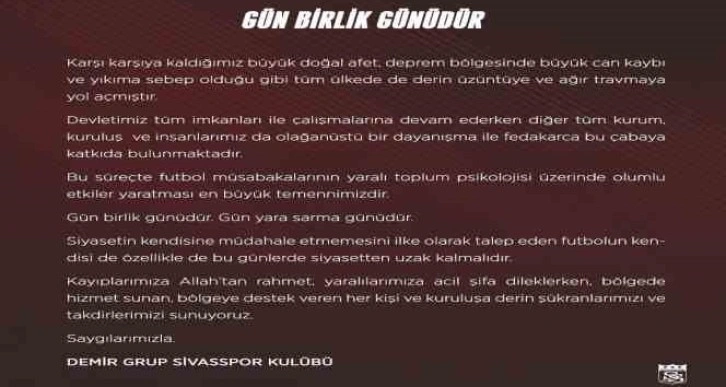 Sivasspor’dan açıklama: 
