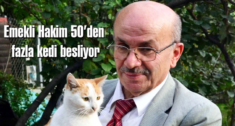 Niksar ilçesinde yaşayan 68 yaşındaki emekli hakim Mustafa Saim Tahmiscioğlu, evinde ve bahçesinde 50`den fazla kedi besliyor.