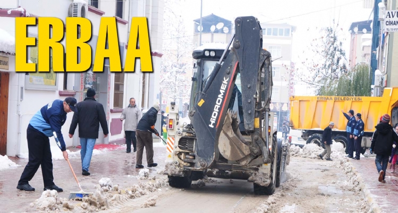 Erbaa Belediyesi Zabıta Müdürlüğü memurları kaldırım temizledi.