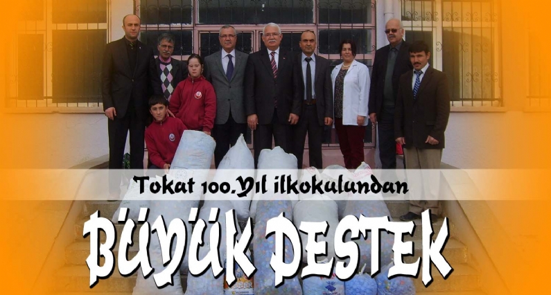 Vali Mehmet Özgün İlkokulunun Mavi Kapak Kampanyasına Tokat 100.Yıl ilkokulundan 15 bin kapakla büyük destek geldi.