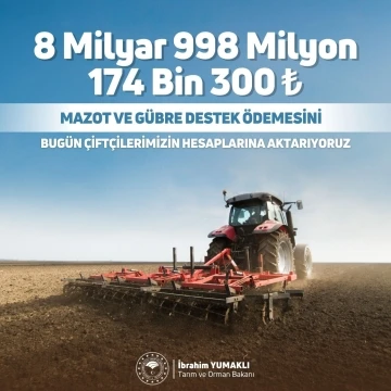 Bakan Yumaklı: “Yaklaşık 9 milyar liralık mazot ve gübre destek ödemesi çiftçilerimizin hesaplarına aktarılıyor”
