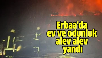 Erbaa'da ev ve odunluk alev alev yandı