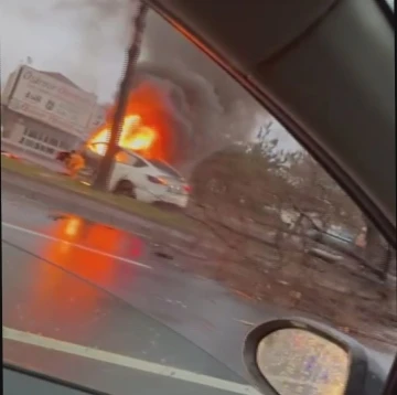 Kazada yanan otomobilin sürücüsü hayatını kaybetti
