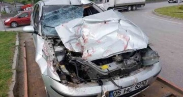 Samsun’da otomobil kamyona çarptı: 1 yaralı