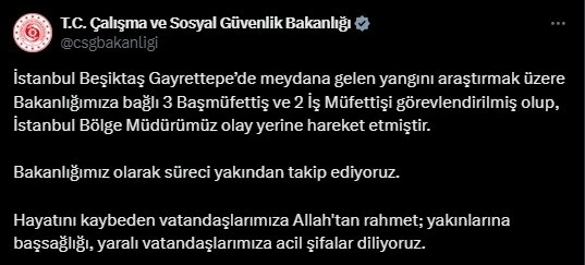 çalışma ve sosyal güvenlik bakanlığı, istanbul’da meydana gelen ve çok