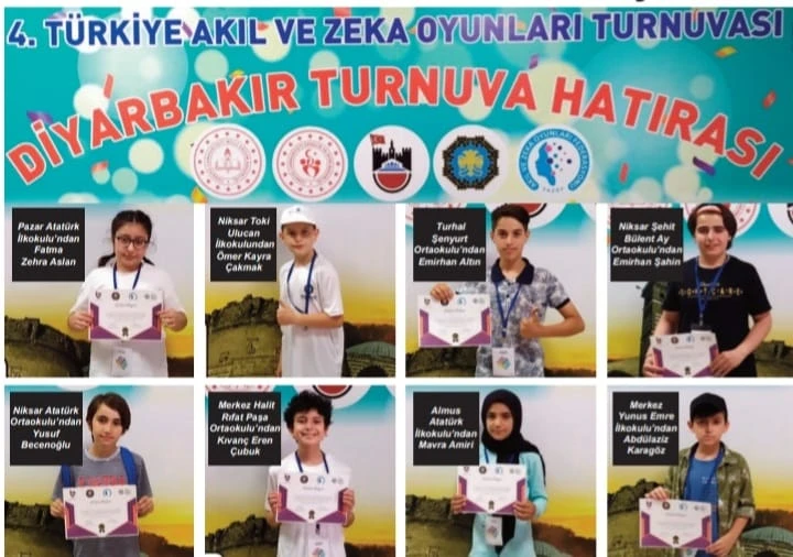Diyarbakır’daki Akıl ve Zeka Oyunları Turnuvasında Tokat’tan 8 öğrenci yarıştı